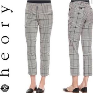 NWOT Theory Black & White Plaid Rhythm Printed Cropped Pants